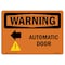 Signmission Safety Sign, OSHA WARNING, 7" Height, Automatic Door (Left Arrow), Landscape OS-WS-D-710-L-11979 - alternate 1